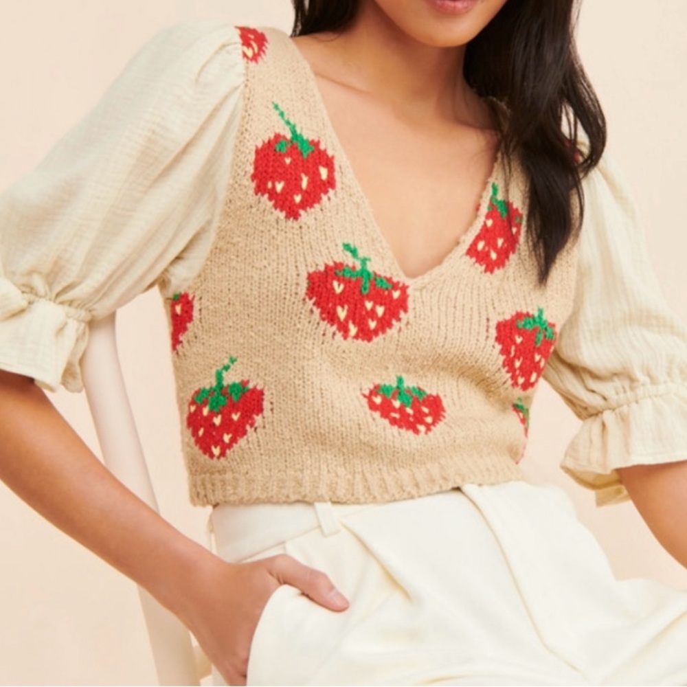 Free People Strawberry Jam Knit Top